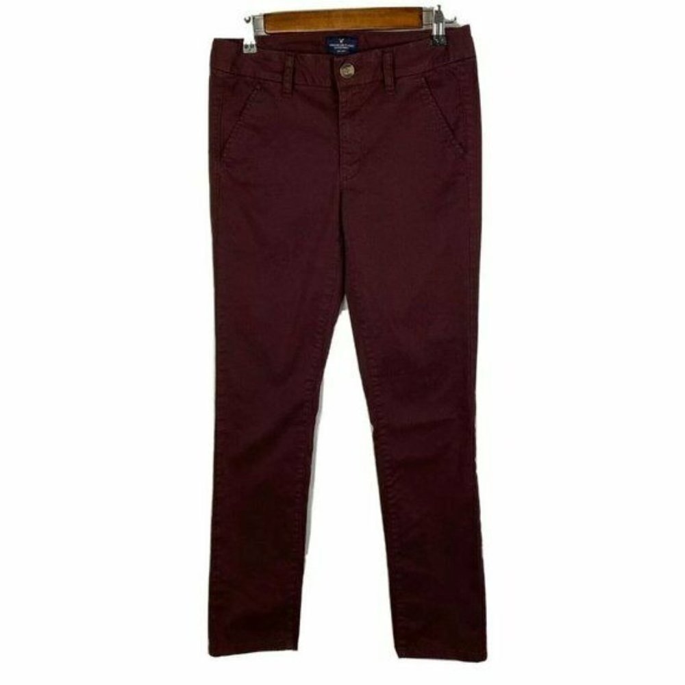 American Eagle Outfitters Stretch Skinny Jeans Women's 6 Burgundy Wine
